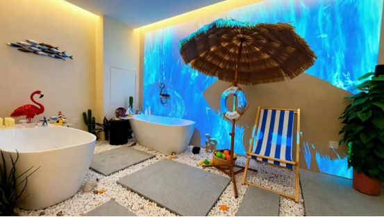 Immersive environmental projection in a SPA space