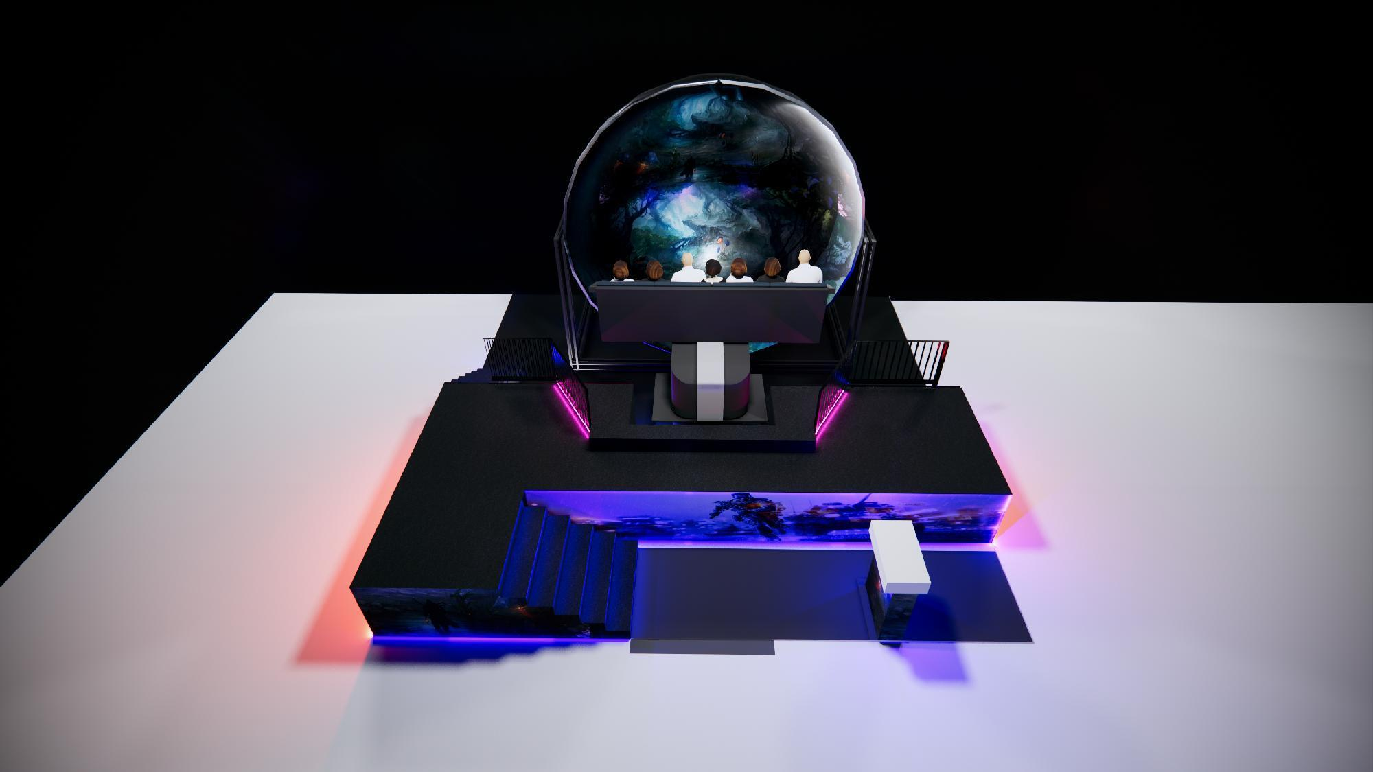8-Seat Dome Suspended Flying Theater motion and seating system