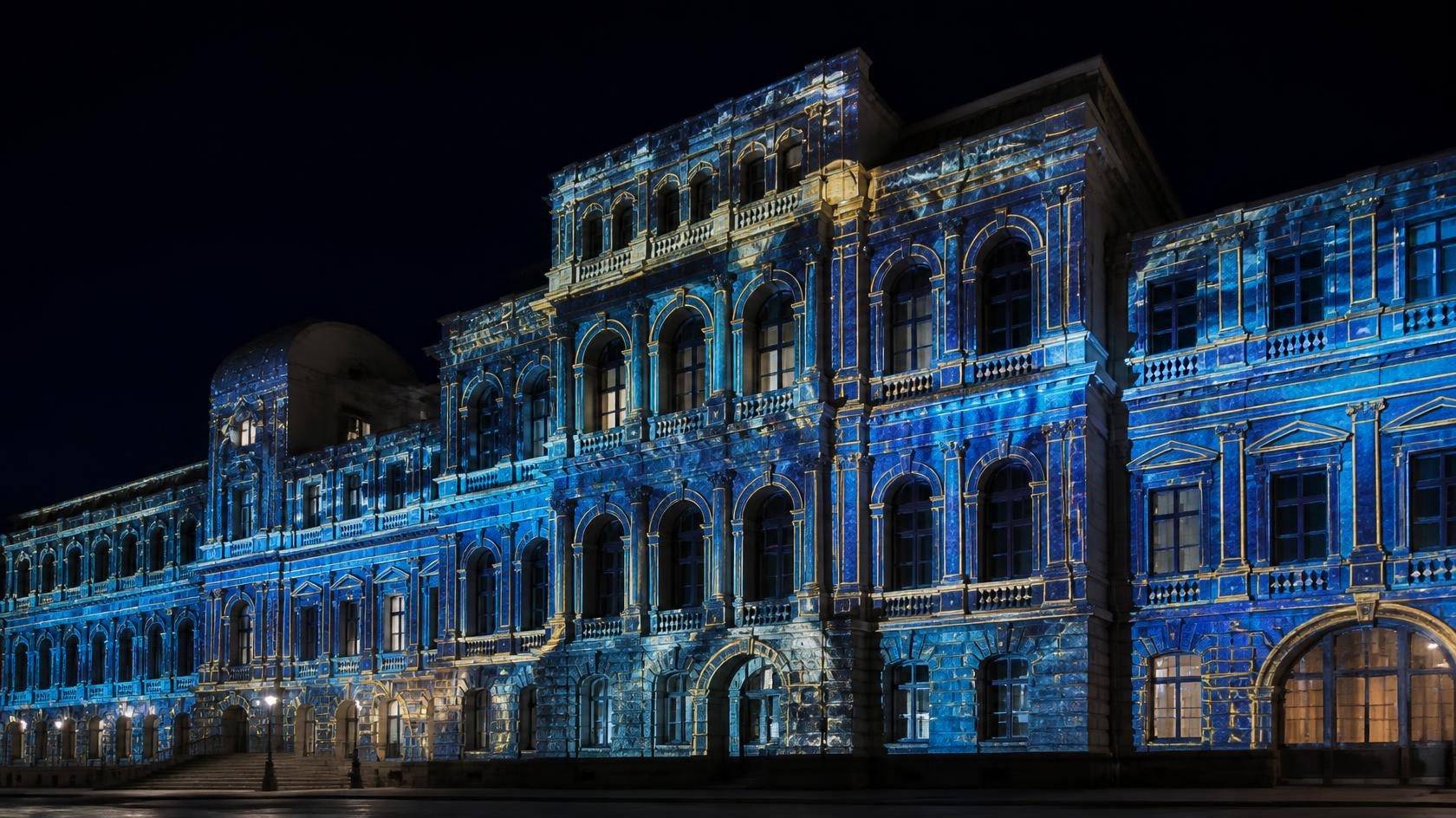 Projection mapping installation on architectural surfaces