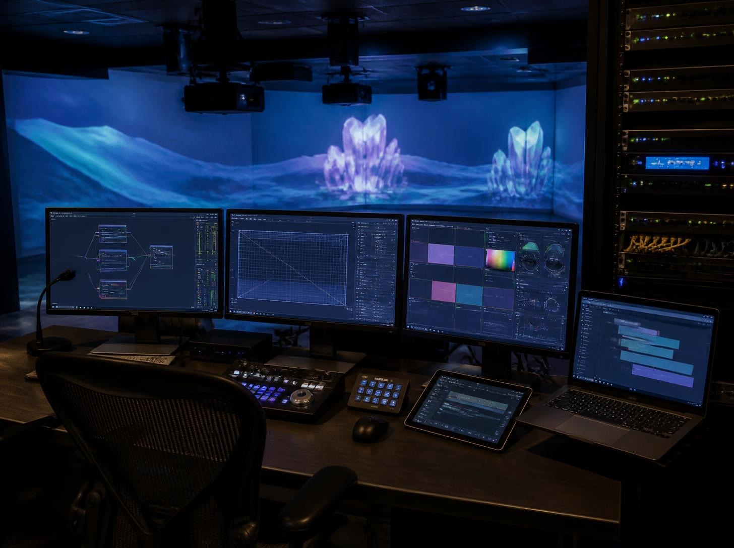 Projection control and synchronization equipment